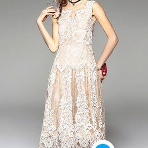 Metisu apricot lace eyelash sleeveless dress XL